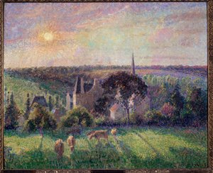Landskap i Eragny, kirke og gård Maleri av Camille Pissarro (1830-1903) 1895 Søn. 0,6x0,73 m Paris, musee d