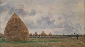 Landskap med høystakker av Camille Pissarro