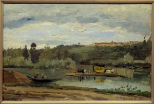Fergen ved Varenne Saint Hilaire (Saint-Hilaire) Maleri av Camille Pissarro (1830-1903) 1864 Dim 0,27x0,41 m Paris, musee d