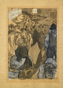 Markedsscene, ca 1880-tallet av Camille Pissarro