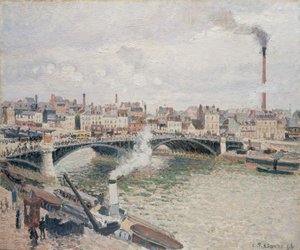 Morgen, en overskyet dag, Rouen, 1896. av Camille Jacob Pissarro