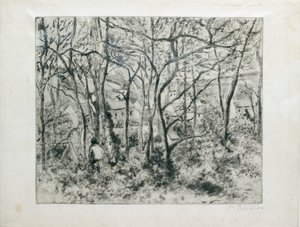 Landskap under Wood, ved Hermitage Pontoise, 1879 av Camille Pissarro