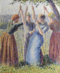 Bondekvinner planter vinranker av Camille Pissarro