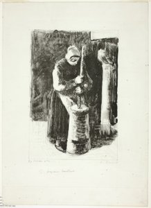 Bondekvinne kjerner melk av Camille Pissarro