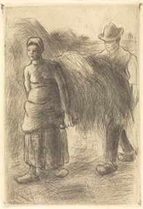 Bønder som bærer høy av Camille Pissarro