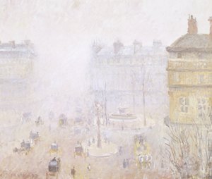 Place du Theatre Francais: Tåkeeffekt av Camille Jacob Pissarro