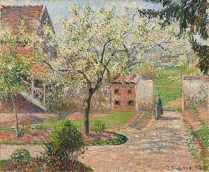 Plommetrær i blomst, Éragny. Malerens hjem, 1894.