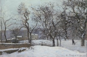 Snø på Louveciennes av Camille Pissarro
