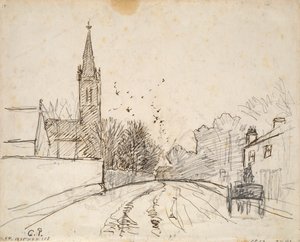 Studie av Upper Norwood, London, med All Saints Church, 1871 av Camille Pissarro