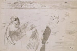 Studie av hogstmaskiner som arbeider på et felt nær Pontoise, 1882 av Camille Pissarro