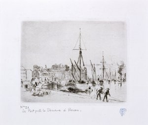Havnen nær tollhuset i Rouen) av Camille Jacob Pissarro