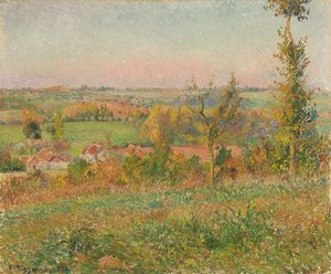 The Hills of Thierceville sett fra Country Lane, Vicinity of Eragny; Les coteaux de Thierceville vus de la cavee, environs d"Eragny, 1884 av Camille Jacob Pissarro