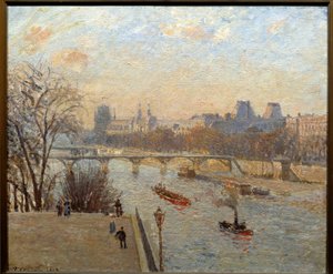 Louvre og Pont des Arts i Paris Maleri av Camille Pissarro (1830-1903) Reims fra 1800-tallet, Musee des Beaux Arts av Camille Jacob Pissarro