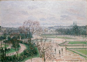 Tuileriene, regnvær, 1899 av Camille Pissarro