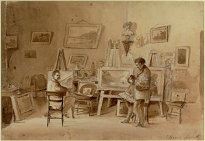 Kunstnerens studio, Caracas, Venezuela Skisse … av Camille Pissarro
