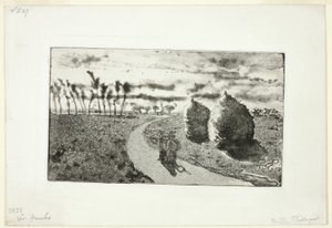 Twilight med Haystacks av Camille Pissarro