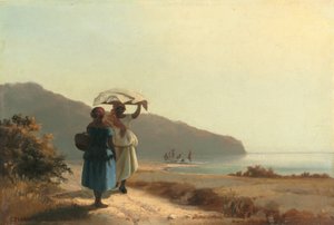 To kvinner som chatter ved havet, St. Thomas av Camille Pissarro