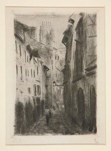 En gate ? Rouen (Rue des Arpents) [En gate i Rouen (Rue des Arpents)] av Camille Pissarro