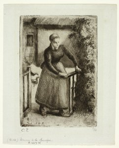 Kvinne ved porten av Camille Pissarro