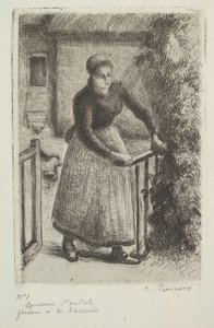 Kvinne ved porten, 1889. av Camille Jacob Pissarro