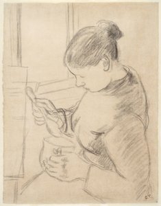 Ung bonde som har kaffen hennes av Camille Pissarro