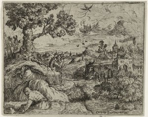 Landskap med overskyet himmel av Camillo Berlinghieri