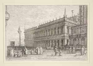 Bokbutikken. V., fra serien Vedute (Views) av Canaletto (Giovanni Antonio Canal)
