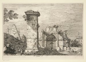 Landskap med ødelagte monumenter, fra serien Vedute (Views) av Canaletto (Giovanni Antonio Canal)