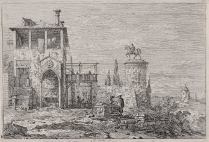 The Equestrian Monument, fra serien Vedute (Views) av Canaletto (Giovanni Antonio Canal)