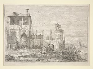 The Equestrian Monument, fra serien Vedute (Views) av Canaletto (Giovanni Antonio Canal)