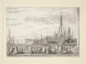 The Market on the Molo, fra serien Vedute (Views) av Canaletto (Giovanni Antonio Canal)