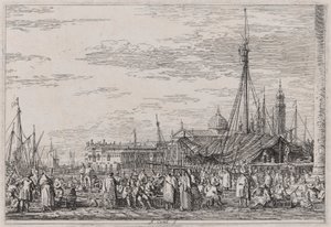 The Market on the Molo, fra serien Vedute (Views) av Canaletto (Giovanni Antonio Canal)