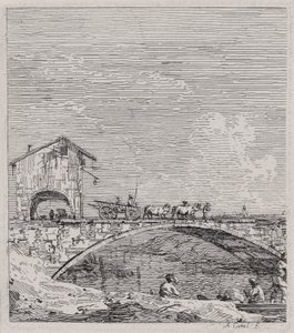 Vognen som passerer over en bro, fra serien Vedute (Views) av Canaletto (Giovanni Antonio Canal)
