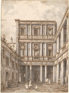 En venetiansk gårdsplass, i Procuratie Nuove, ca. 1760. av Canaletto