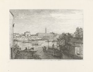 Fortøyningsplass i Dolo All Porte di Dolo (tittel på objekt) Ansikter på eksisterende og oppfunne steder (serietittel) Vedute altre prese da i Luoghi altre ideate av Antonio Canal (serietittel) av Canaletto