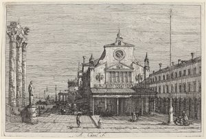 Imaginær utsikt over S. Giacomo di Rialto av Canaletto