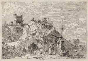 Landskap med pilegrimen i bønn, ca. 17351746. av Canaletto