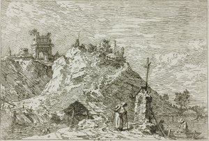 Landskap med Pilegrimen i bønnen, fra Vedute av Canaletto