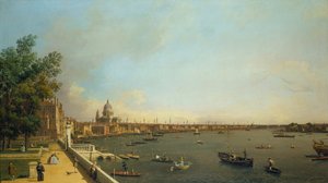 London. Themsen fra Somerset House Terrace mot byen, ca 1751 av Giovanni Antonio Canal