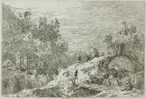 Fjelllandskap med fem broer, fra Vedute av Canaletto