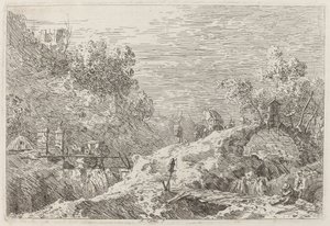 Fjelllandskap med fem broer, ca. 17351746. av Canaletto