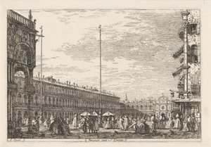Piazza San Marco Le procuratie niove e S. Ziminian V. (tittel på objekt) Ansikter på eksisterende og oppfunne steder (serietittel) Vedute altre prese da i Luoghi altre ideate av Antonio Canal (serietittel) av Canaletto