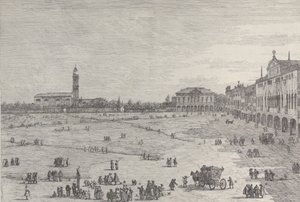 Prà della Valle: høyre halvdel av plassen til Prà della Valle i Padua, med Col ..., 1735-46. av Canaletto