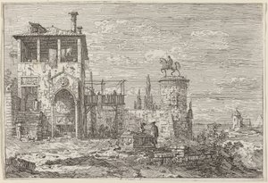 Ryttermonumentet, ca. 17351746. av Canaletto