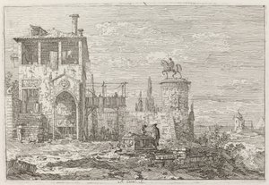 Ryttermonumentet [øverst til høyre] av Canaletto