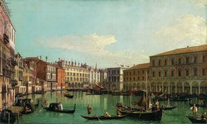 Canal Grande, Venezia, ser sørover mot Rialtobroen, 1730-tallet.