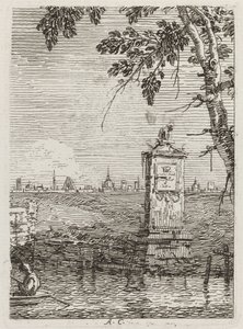 Det lille monumentet [til venstre] av Canaletto