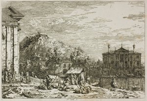 Markedet på Dolo, fra Vedute av Canaletto