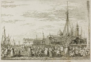 Markedet på Molo, fra Vedute av Canaletto