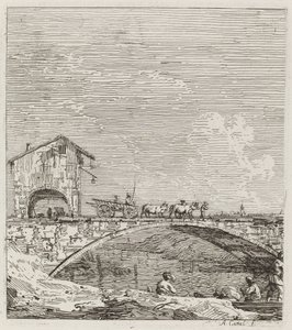 Vognen som passerer over en bro, ca. 17351746. av Canaletto